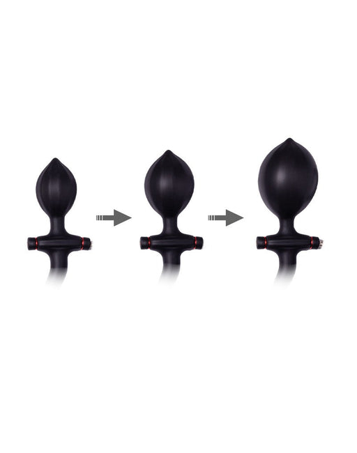 Rimba Latex Play - Opblaasbare Siliconen Anaalplug Met Handvat En pomp - Zwart