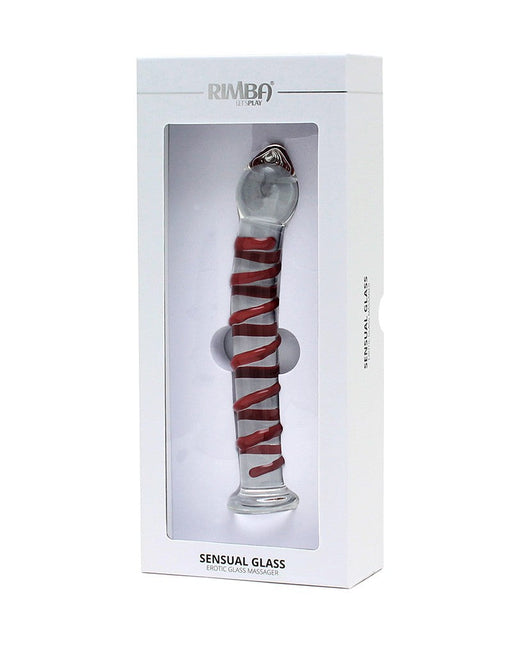 Rimba - Sensual Glass - Glazen Dildo Ursula - Transparant/Rood-Erotiekvoordeel.nl