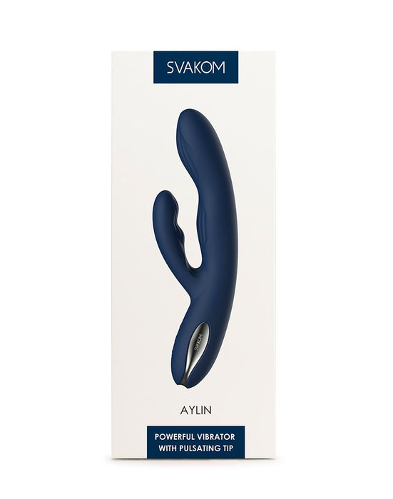 Svakom - Aylin - Rabbit Vibrator Met Vibrerende Tip - Blauw-Erotiekvoordeel.nl
