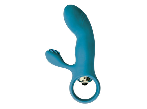 Virgite - Mini Vibrator Met Clitoris Borsteltje - Blauw