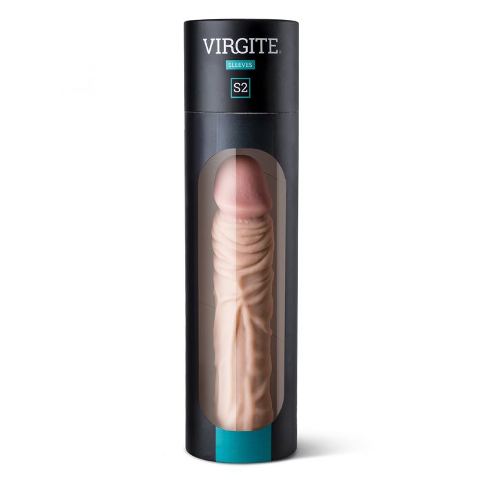 Virgite - Penis sleeve die echt aanvoelt 19.5 cm - Lichte Huidskleur