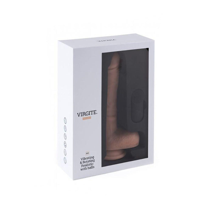 Virgite - Roterende Vibrerende Dildo met Scrotum - 21 cm - Met Afstandsbediening - Lichte Huidskleur-Erotiekvoordeel.nl