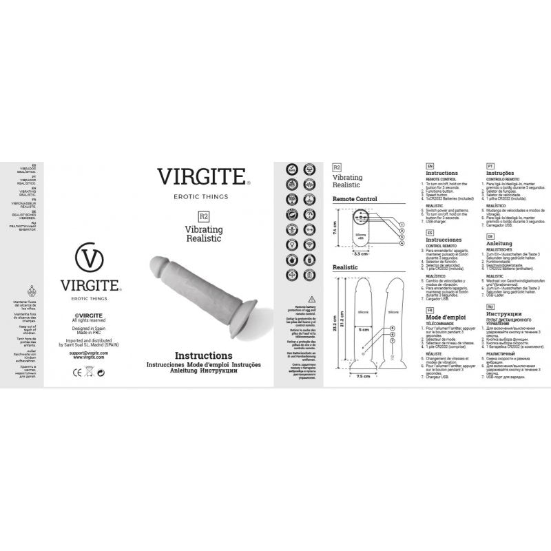 Virgite - Vibrerende Dildo Met Afstandsbediening 23 x 7.5 cm - Lichte Huidskleur-Erotiekvoordeel.nl