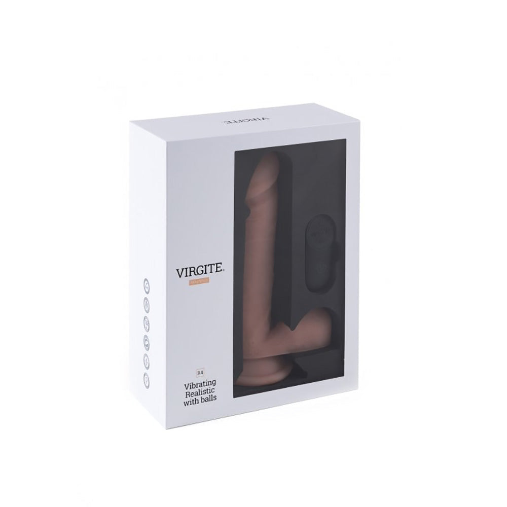 Virgite - Vibrerende Dildo Met Balzak En Afstandsbediening 19 x 4.2 cm - Lichte Huidskleur-Erotiekvoordeel.nl