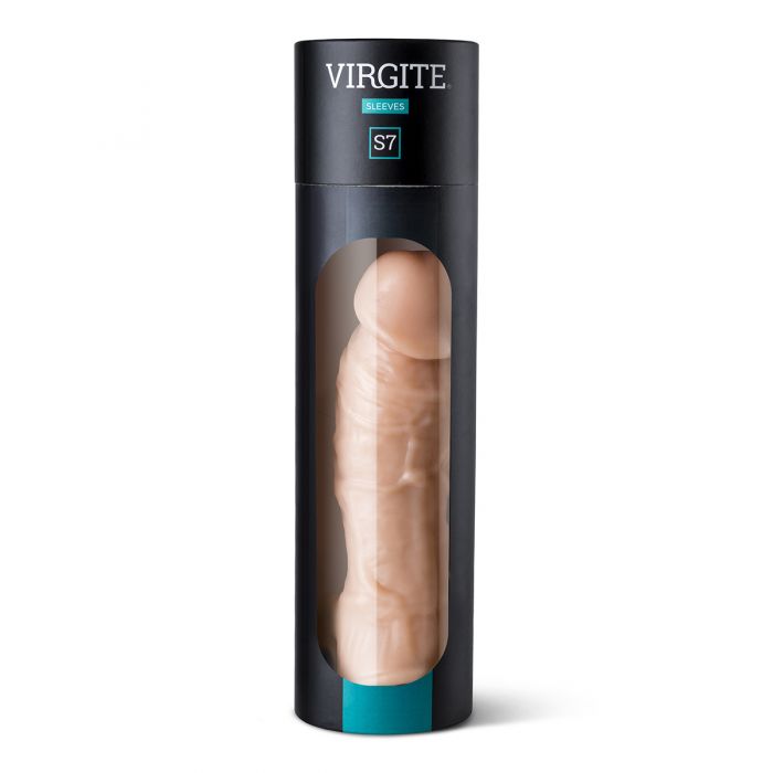 Virgite - Vibrerende penis sleeve die echt aanvoelt 21 cm - Lichte Huidskleur-Erotiekvoordeel.nl