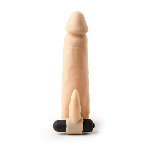 Virgite - Vibrerende penis sleeve die echt aanvoelt Met clitoris Stimulator - 16.2 cm - Lichte Huidskleur-Erotiekvoordeel.nl