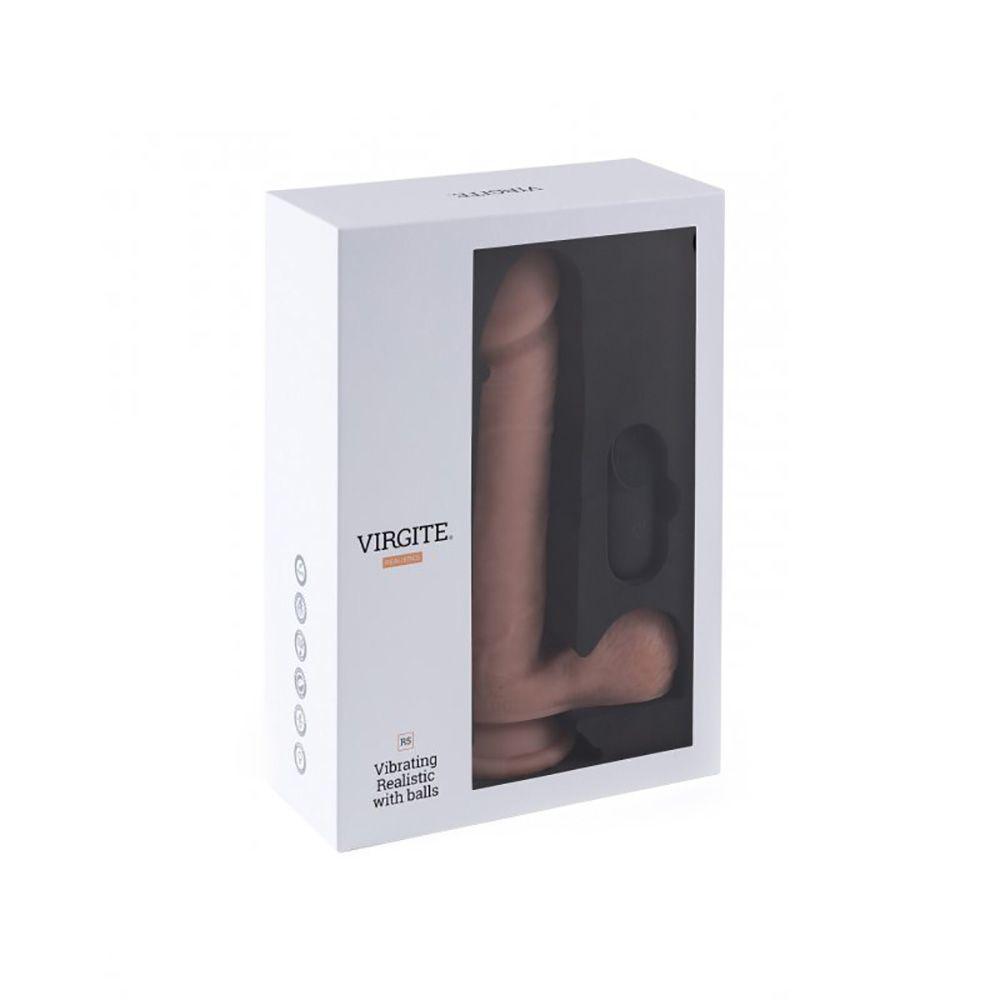 Virgite - Vibrerende dildo Van 21 cm Met Ballen En remote Control - Lichte Huidskleur-Erotiekvoordeel.nl