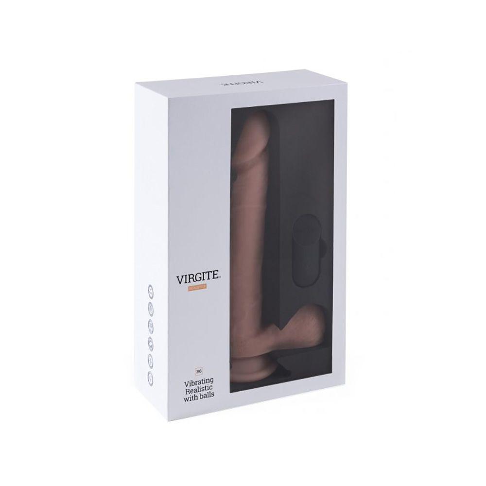 Virgite - Vibrerende dildo Van 24.5 cm Met Ballen En remote Control - Lichte Huidskleur-Erotiekvoordeel.nl