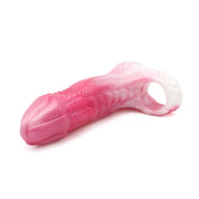 Kiotos Monstar 02 - Penis Sleeve - Penisverlenging - Met Ball Stretcher Opening - Siliconen - Roze Wit-Laced-up.nl