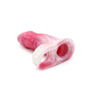 Kiotos Monstar 02 - Penis Sleeve - Penisverlenging - Met Ball Stretcher Opening - Siliconen - Roze Wit-Laced-up.nl