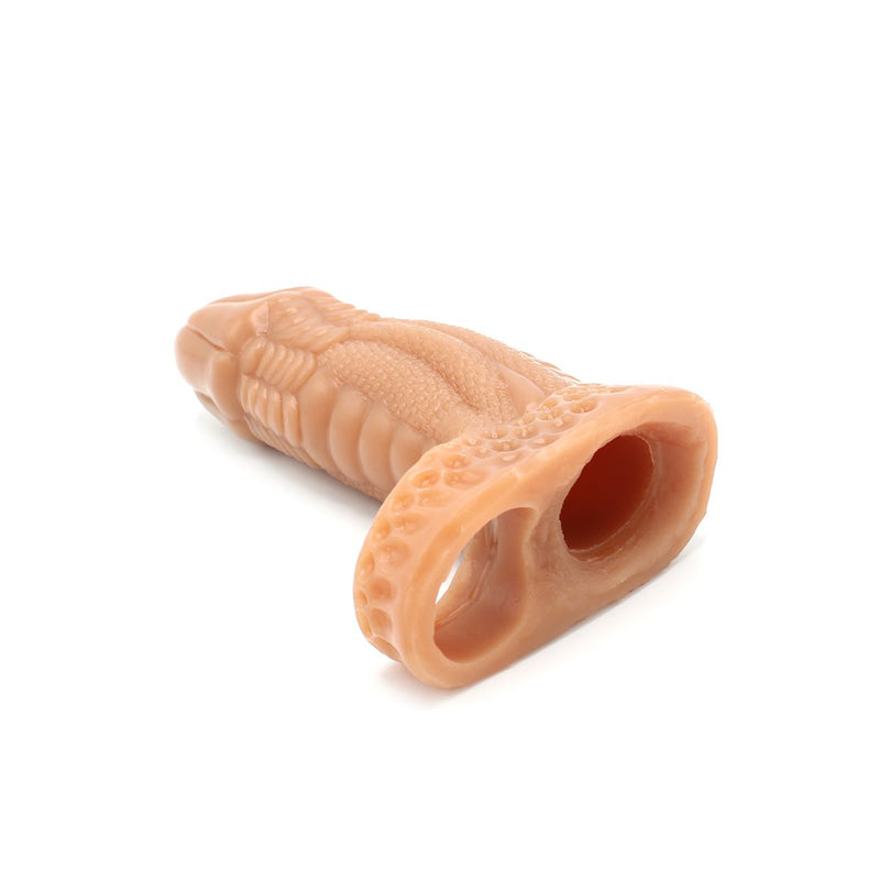 Kiotos Monstar 04 - Penis Sleeve - Penisverlenging - Met Ball Stretcher Opening - Siliconen - Beige-Laced-up.nl