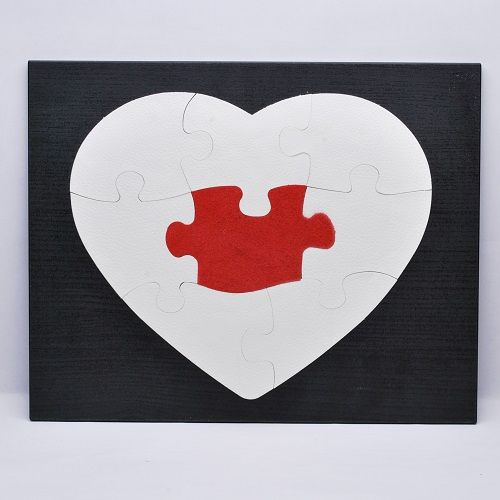 Laced-Up Lasered Puzzle Heart "YOU ARE MY MISSING PIECE"
